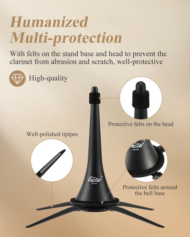 Eastar Clarinet Stand Portable Detachable Holder Bracket with Storage Bag, EST-003, Black - Image 3
